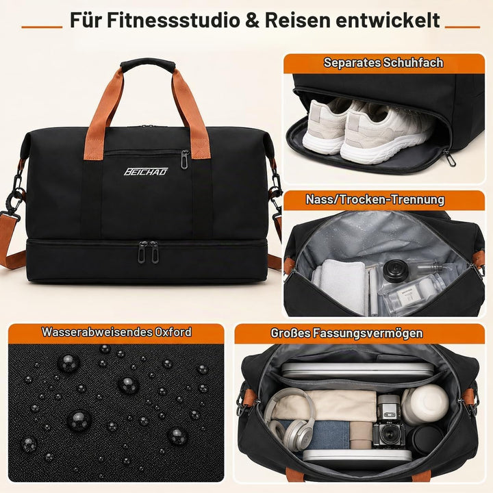 lafo Sporttasche &amp; Reisetasche für Damen und Herren, Wochenendtasche Gym Bag, wasserdichte Schwimmta