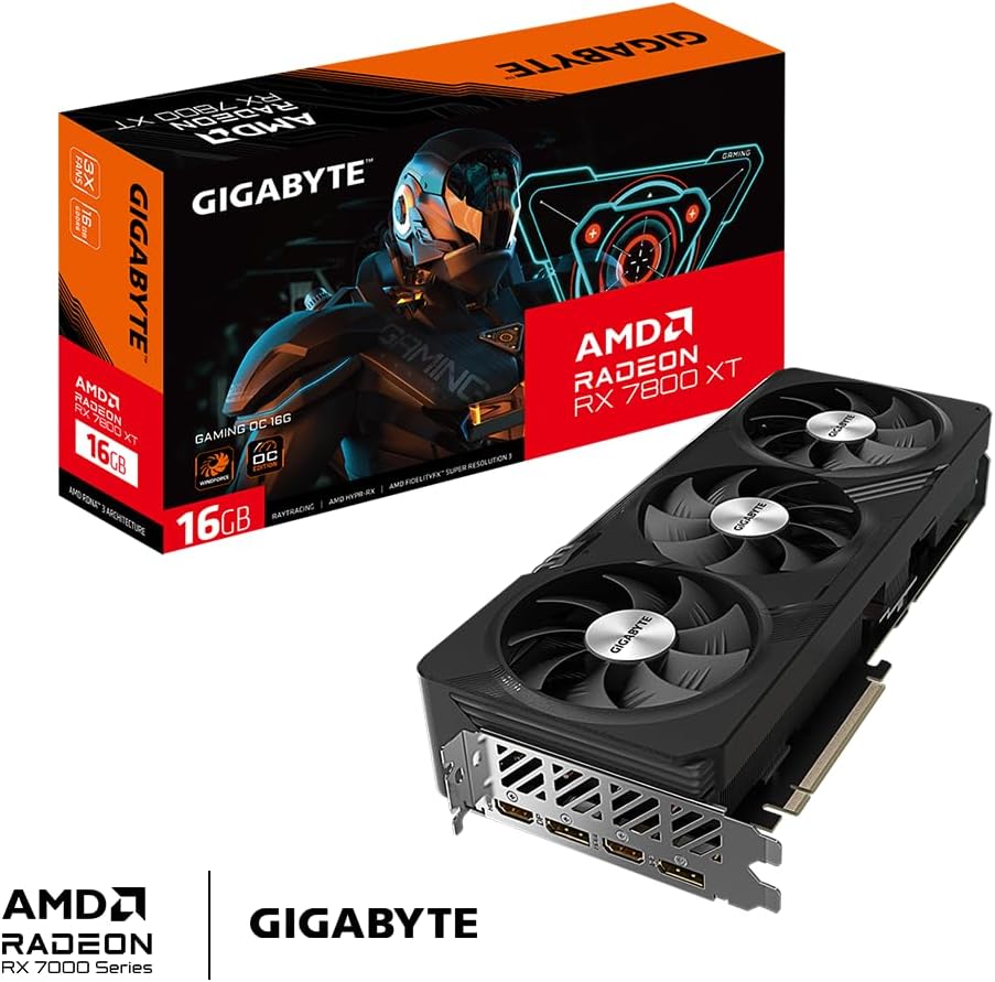 Gigabyte Radeon RX 7800 XT Gaming OC 16 GB Grafikkarte - 16 GB GDDR6 256-Bit, Windforce-Kühlsystem,