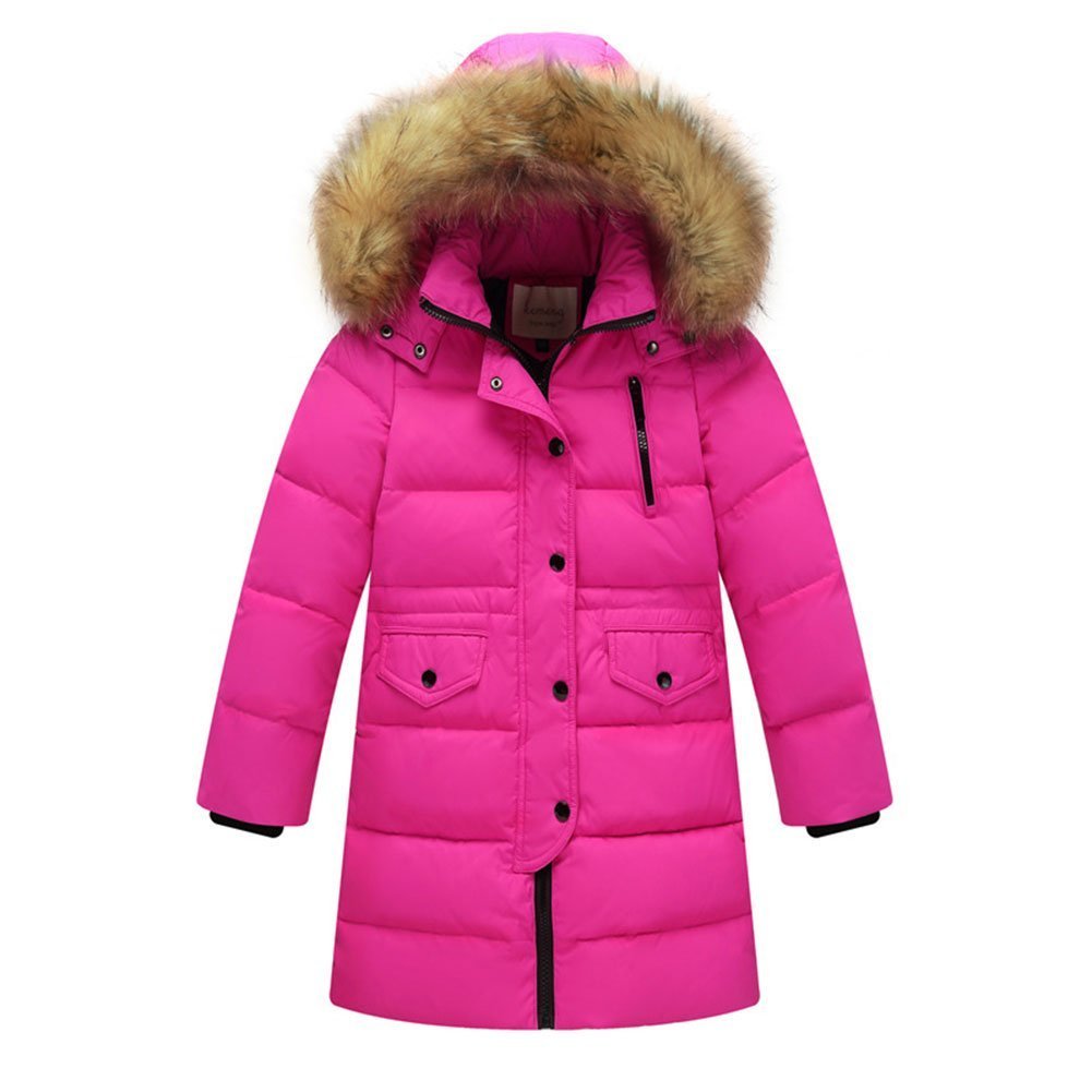 Wulide Kinder Mädchen Daunenjacken Winterjacke Daunenmantel mit Kapuze 152 Rosarot, 152 Rosarot