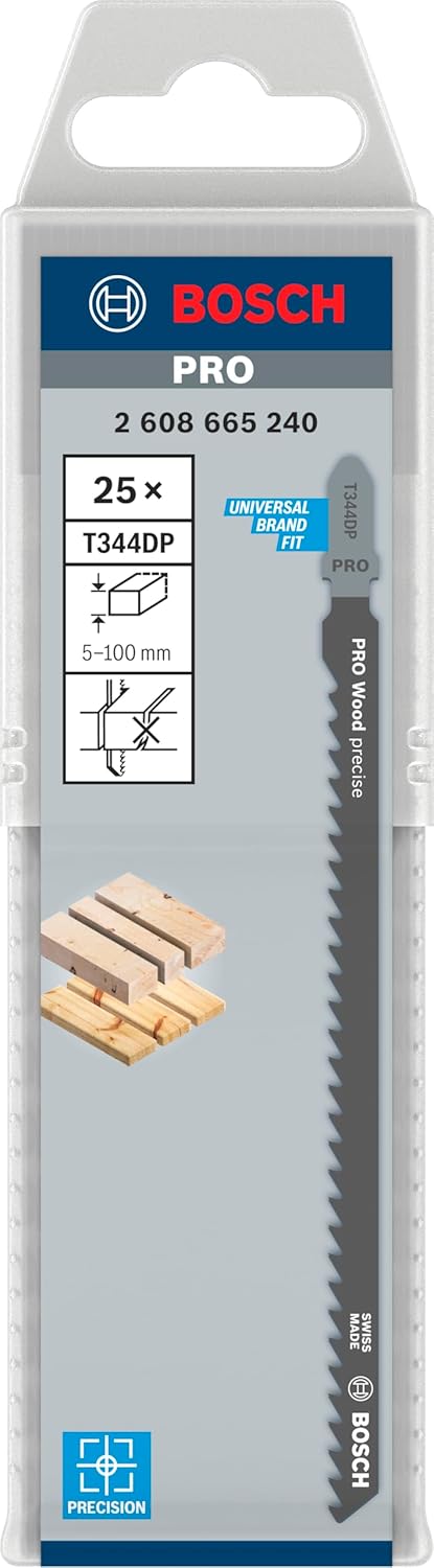 Bosch 25x PRO Wood precise T344DP Stichsägeblatt (für Bauholz, Weichholz, Länge 152 mm, Professional