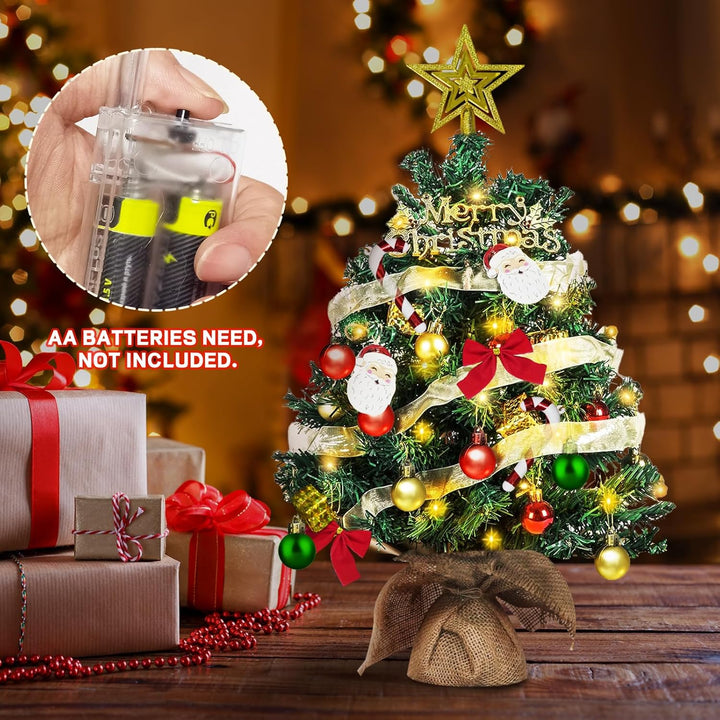 Weihnachtsbaum 60cm Mini Weihnachtsbaum mit Beleuchtung LED Kleiner Weihnachtsbaum Tisch Weihnachtsb