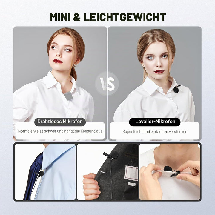 NEEWER 2m Wired Mic, Doppeltes Lavaliermikrofon mit 4m Verlängerungskabel, Mini Ansteckmikrofon, omn