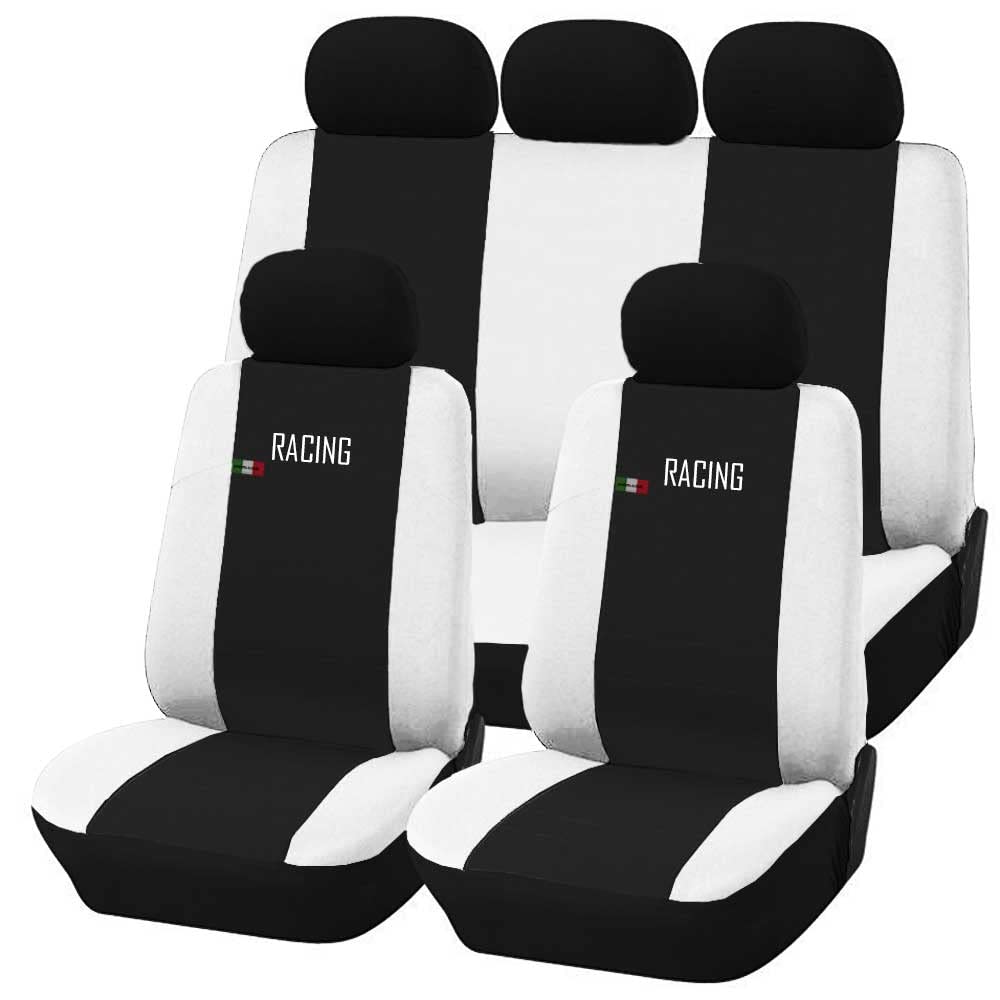 Universal Autositzbezüge Made in Italy - Rückenlehne mit 2 Reissverschlüssen - kompatible Airbags (S