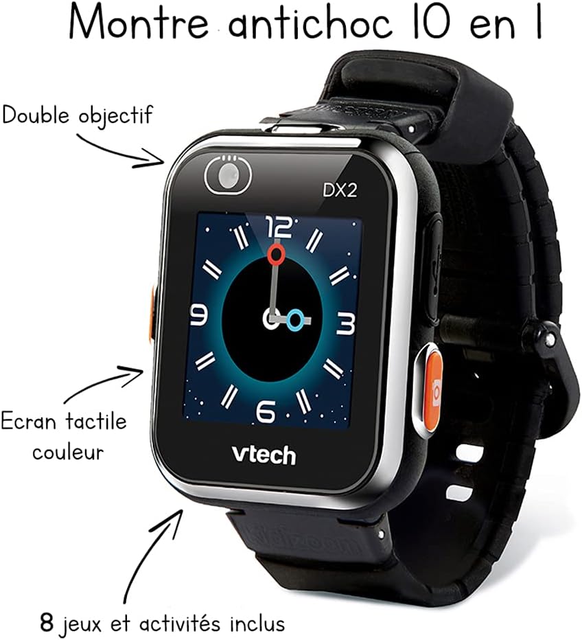 VTech VTH80-193865 Kidizoom Smartwatch DX2 Uhr, Schwarz, Kinder