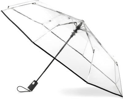 totes Transparenter Regenschirm, automatisches Öffnen, zusammenklappbar, schwarz, Einheitsgrösse, Ul