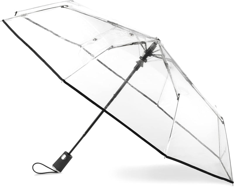 totes Transparenter Regenschirm, automatisches Öffnen, zusammenklappbar, schwarz, Einheitsgrösse, Ul