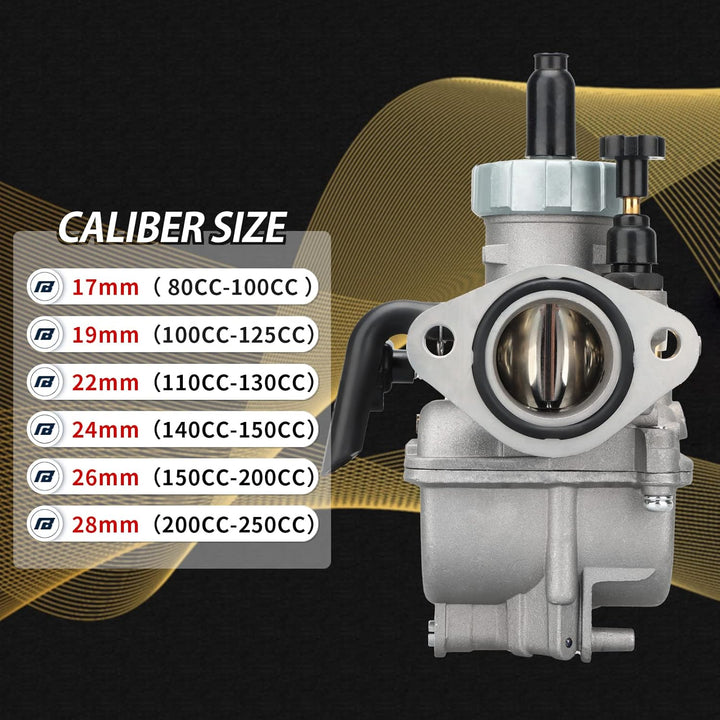 NIBBI PE17mm Vergaser für 80cc-100cc Flansch Motorrad Motor Vergaser mit Carb Jets PE-Flansch-17mm,