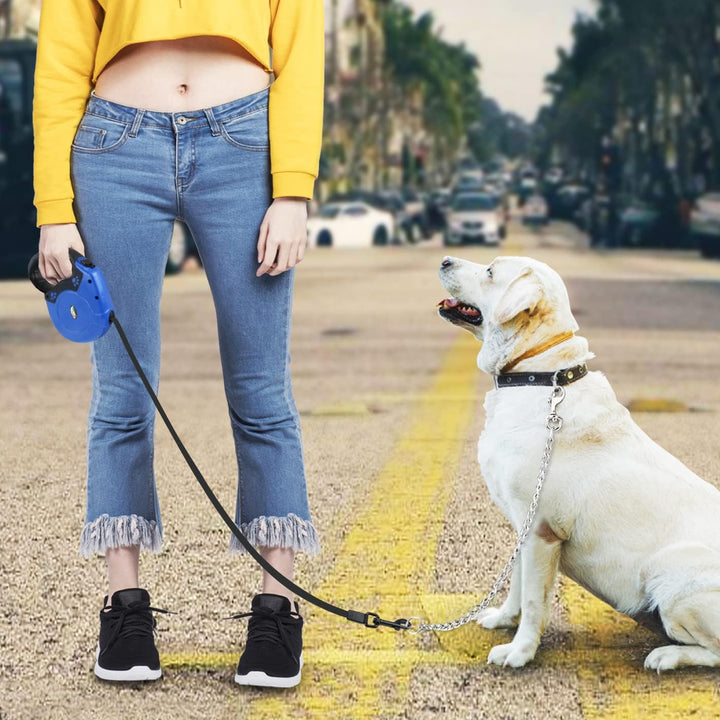 Idepet Robuste, einziehbare Hundeleine für kleine und mittelgrosse Hunde, Anti-Kau-Stahlkette, 360 G