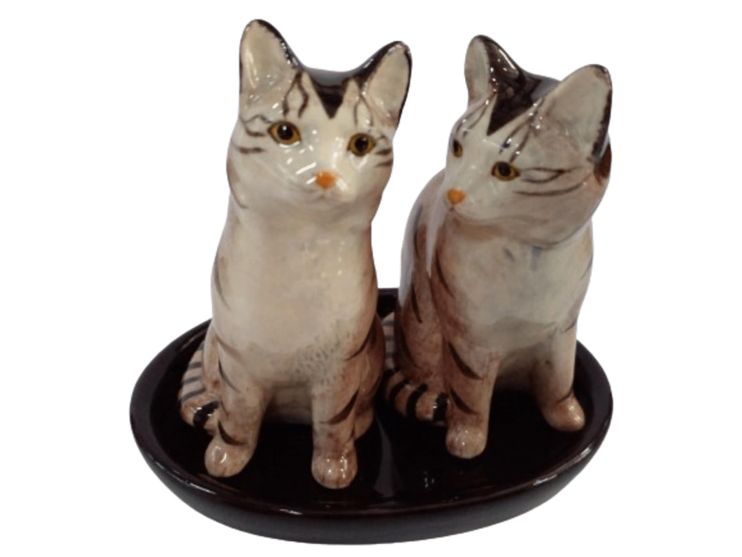 Keramik Salz und Pfefferstreuer Set Katzen Motiv (graue Tigerkatze), Graue Tigerkatze