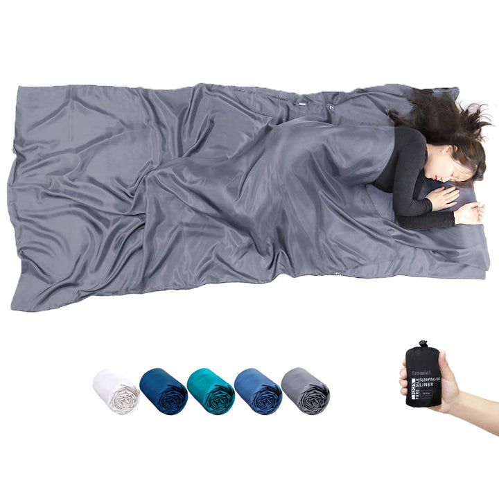 BROWINT Seidenschlafsack, Hüttenschlafsack aus 100% Naturseide, Extrabreite 220x110cm, 220x87cm, 185