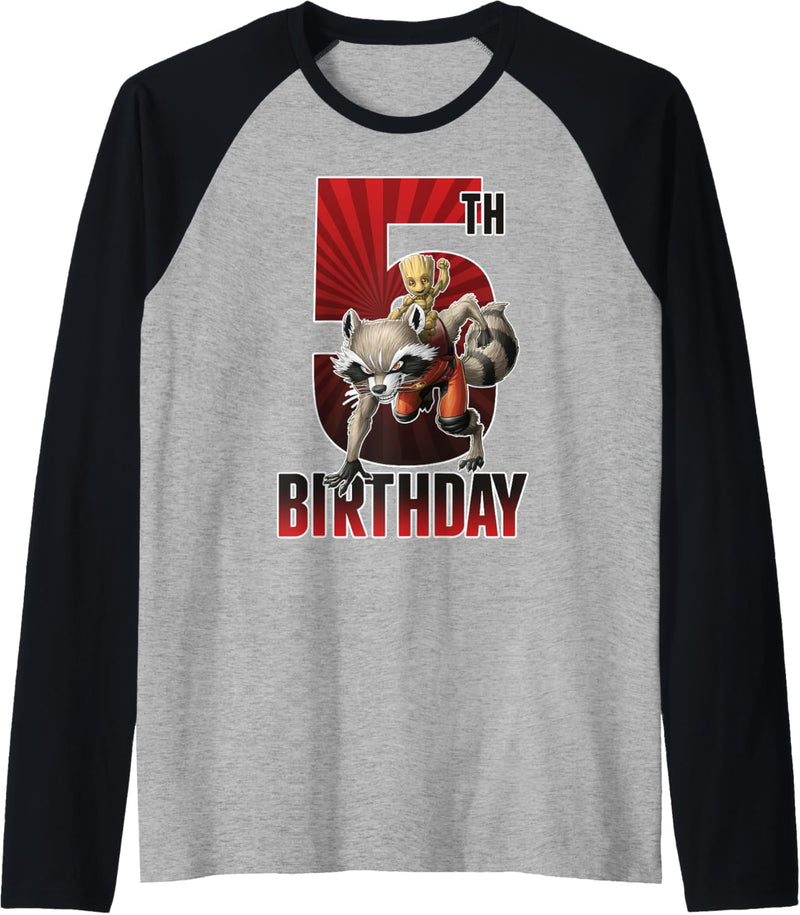 Marvel Guardians Of The Galaxy Rocket & Groot 5th Birthday Raglan