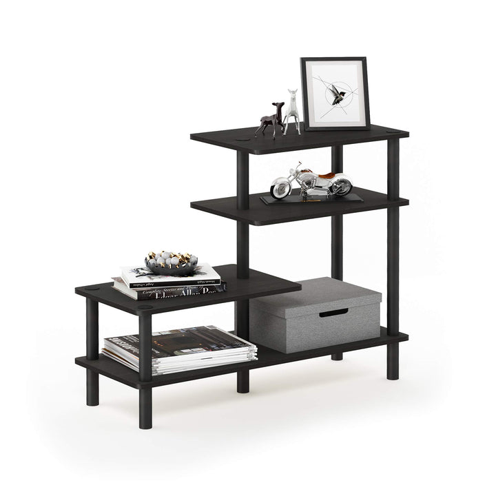 Furinno Deko-Regal mit 3 Ebenen, Holz, Espresso/Schwarz, 29.49 x 80 x 64 cm Espresso / Schwarz 29.49