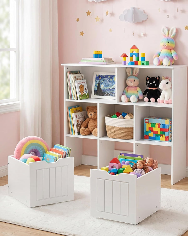 Kinderregal mit Boxen, Kinderzimmer Möbel, Spielzeugregal mit 3 Schubladen, Aufbewahrungsregal auf R
