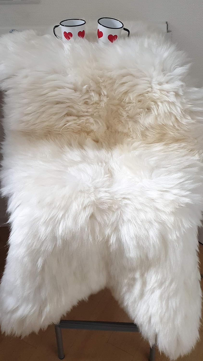PSB Schaffell Lammfell Länge Mind. 110 cm Teppich Sitzfell pflanzlich gegerbt Natur, braun, meliert