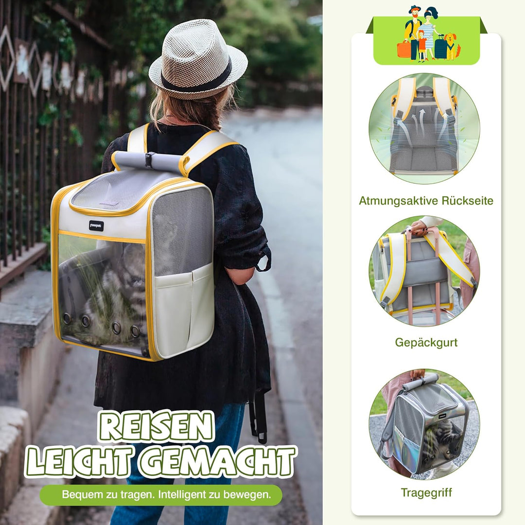 ALLSOPETS Katzenrucksack grosse Katzen, Faltbarer Hunde- und Katzen Rucksack, Atmungsaktive Tragetas