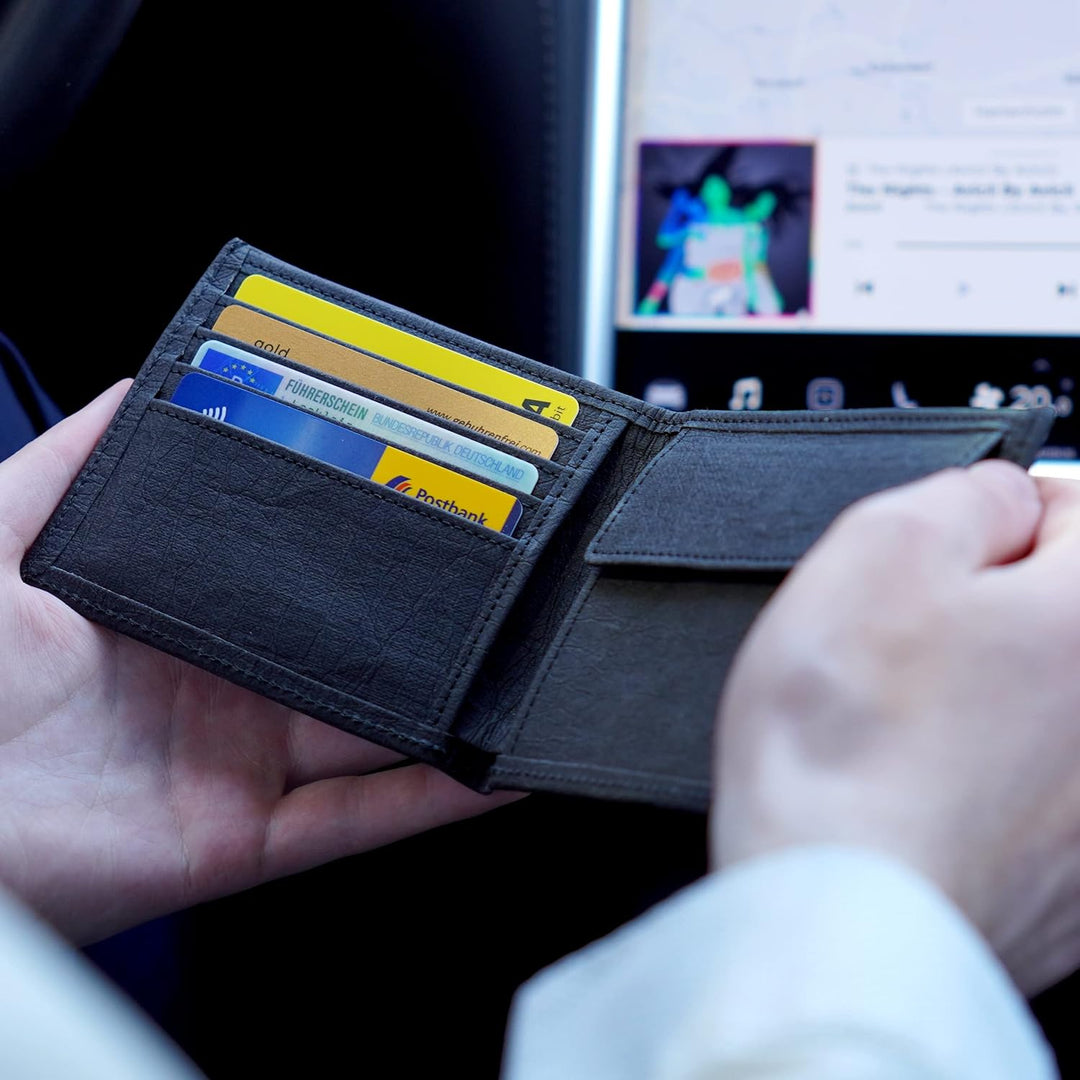 Locklair Herren Geldbörse aus veganem Papierleder, Männer Portemonnaie mit RFID-Schutz, Vegan Wallet