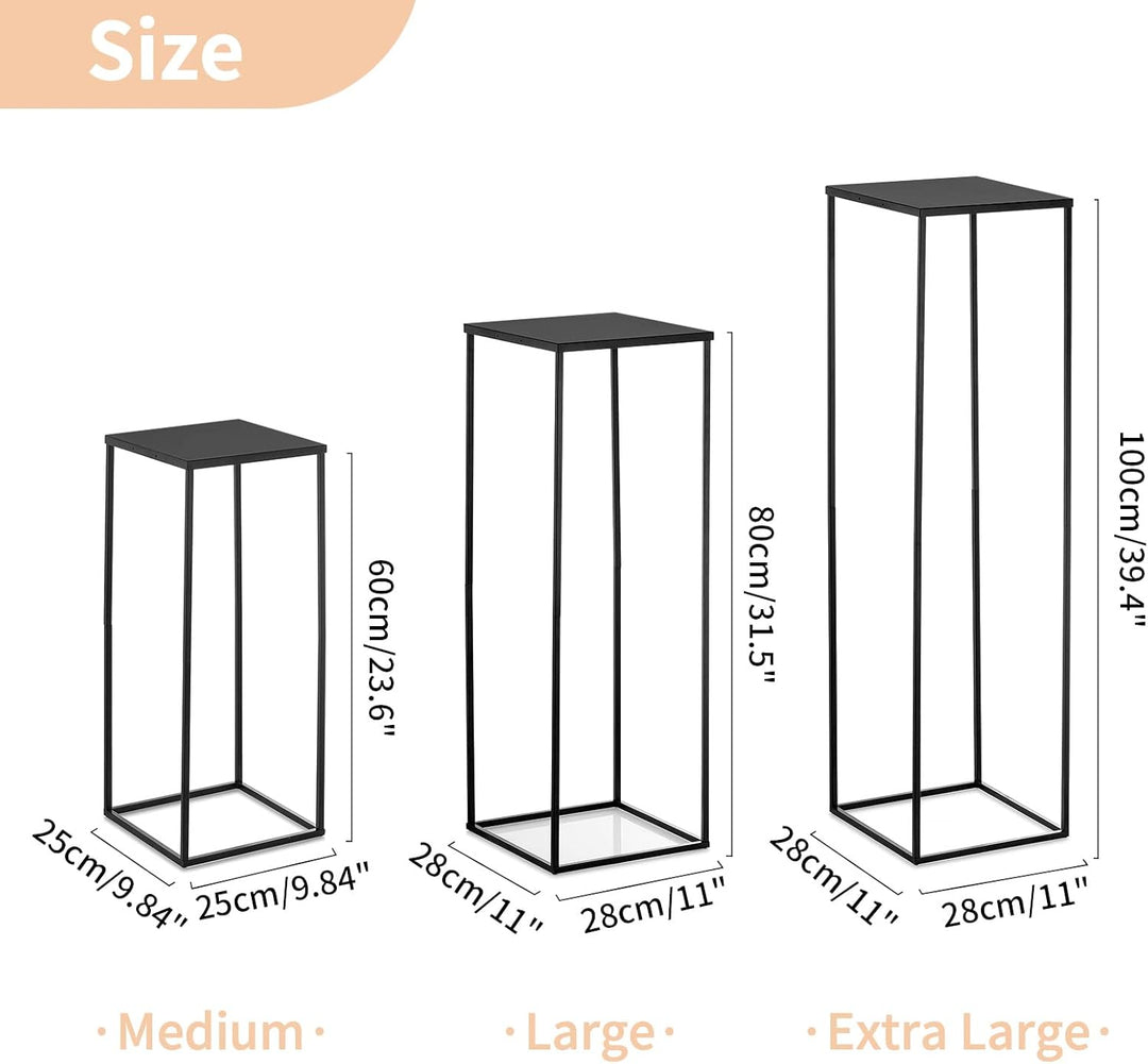 Nuptio Schwarze Vase Hochzeit Mittelstücke 3 Stück Hohe Pflanze Stehen Blumenvasen Metall Display Ti