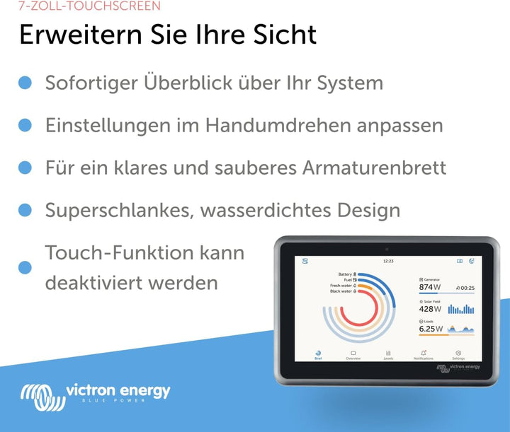 Victron Energy Ekrano GX mit integriertem Display zur Systemüberwachung und -Steuerung