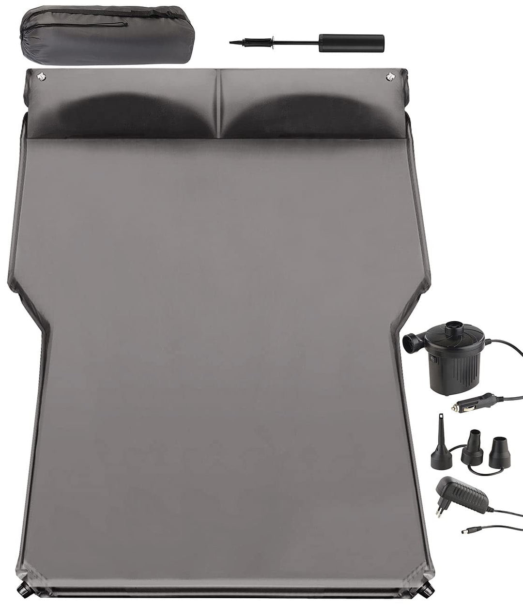Lescars Autoluftmatratze: Selbstaufblasendes XXL-Autobett mit 12/230-V-Luftpumpe (Matratze, Auto Luf