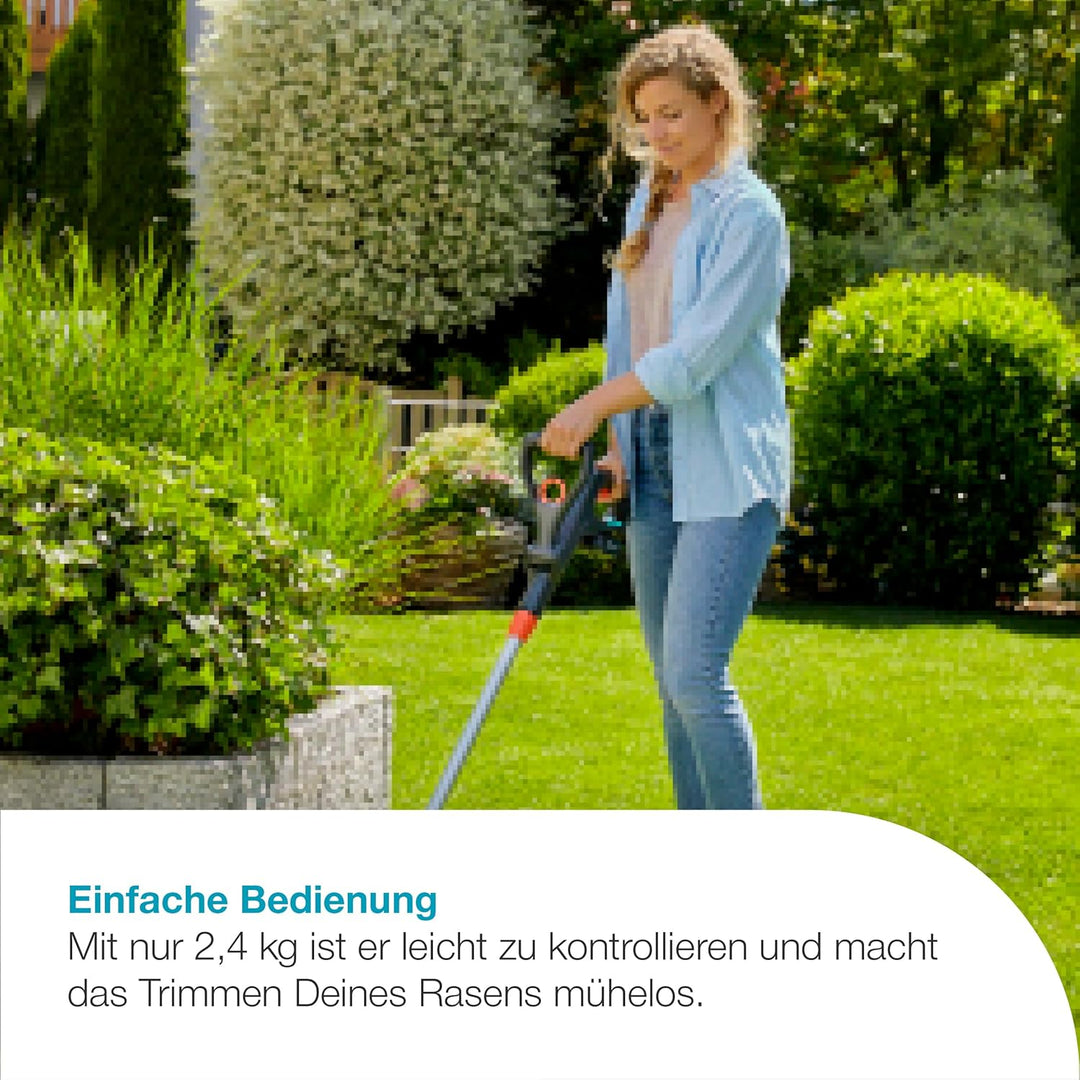 Gardena Akku-Trimmer EasyCut 23/18V P4A Ready-To-Use Set: Rasentrimmer mit 230 mm Schnittkreis, vers