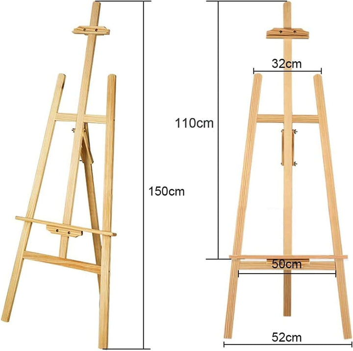 Grosse Holz-Atelierstaffelei, 150cm Höhenverstellbare Kiefernholz-Dreibein-Staffelei für Malerei – F