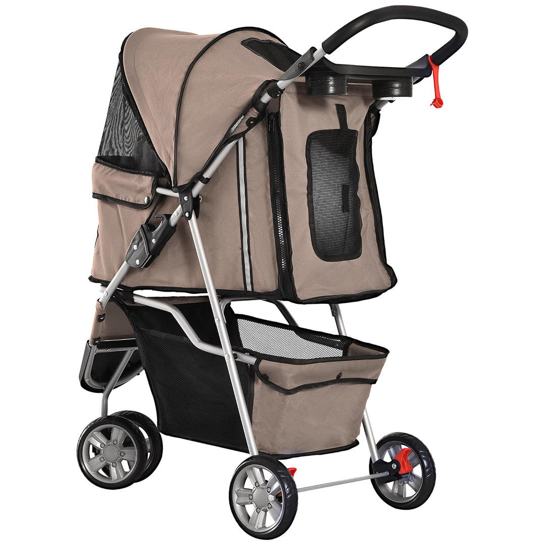 PawHut Hundewagen Hundebuggy Buggy Hunde Katzen Pet Stroller Hunde Buggy Kaffeebraun Kaffeebraun 75L