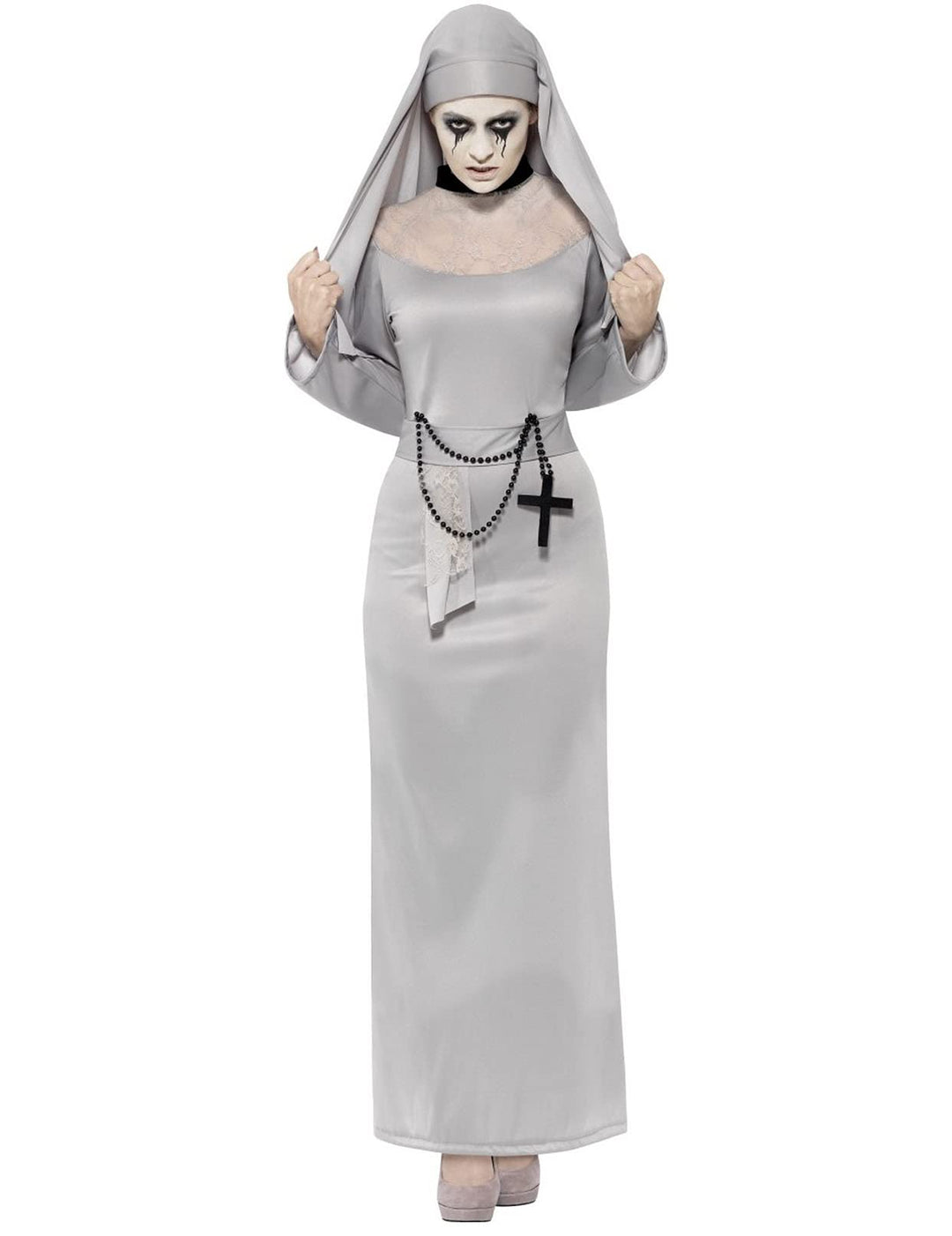 KULTFAKTOR GmbH Zombie-Nonne Halloween Damenkostüm grau M