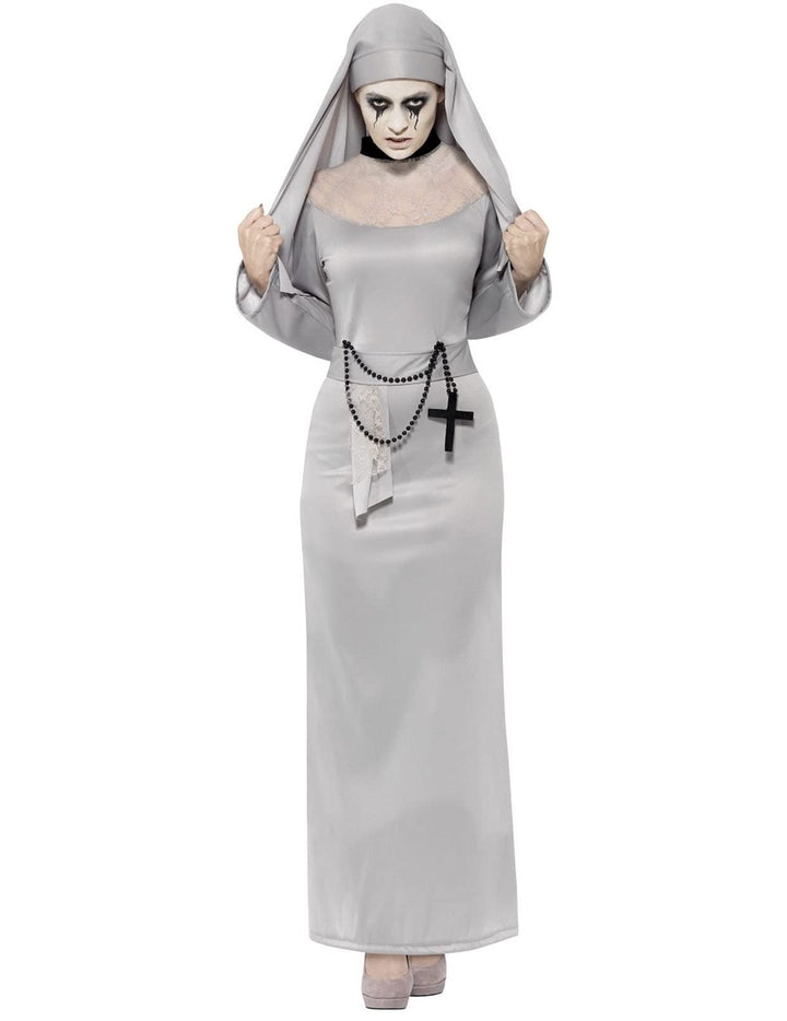 KULTFAKTOR GmbH Zombie-Nonne Halloween Damenkostüm grau M