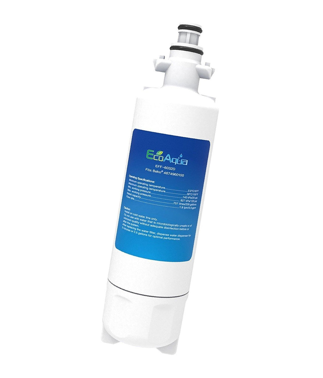 EcoAqua Wasserfilter für Beko 4874960100, 4394650100 - Kühlschrankwasserfilter, 1 Stück