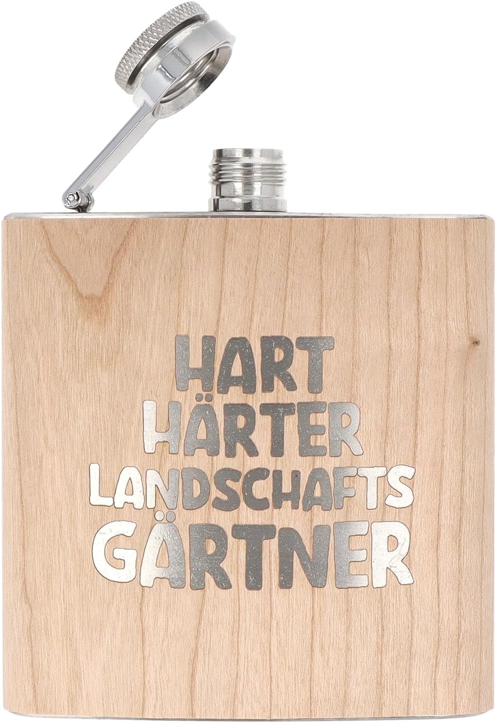 Spruchreif | Flachmann aus Edelstahl mit Gravur | Flachmann aus Holz | Outdoor Geschenk | Geschenkid