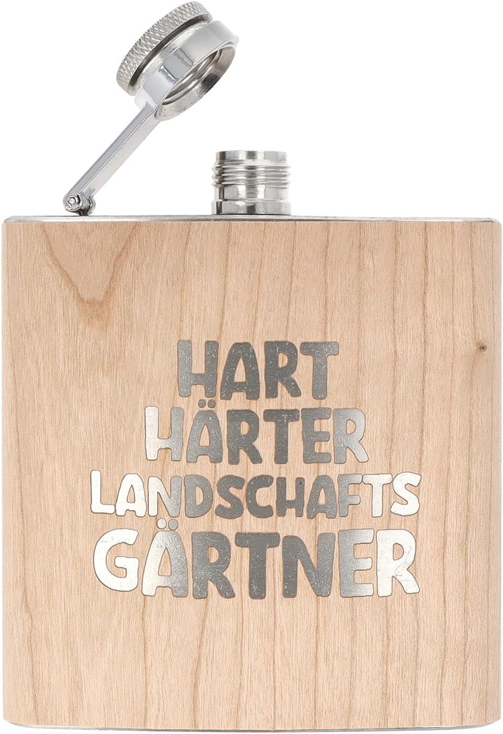 Spruchreif | Flachmann aus Edelstahl mit Gravur | Flachmann aus Holz | Outdoor Geschenk | Geschenkid