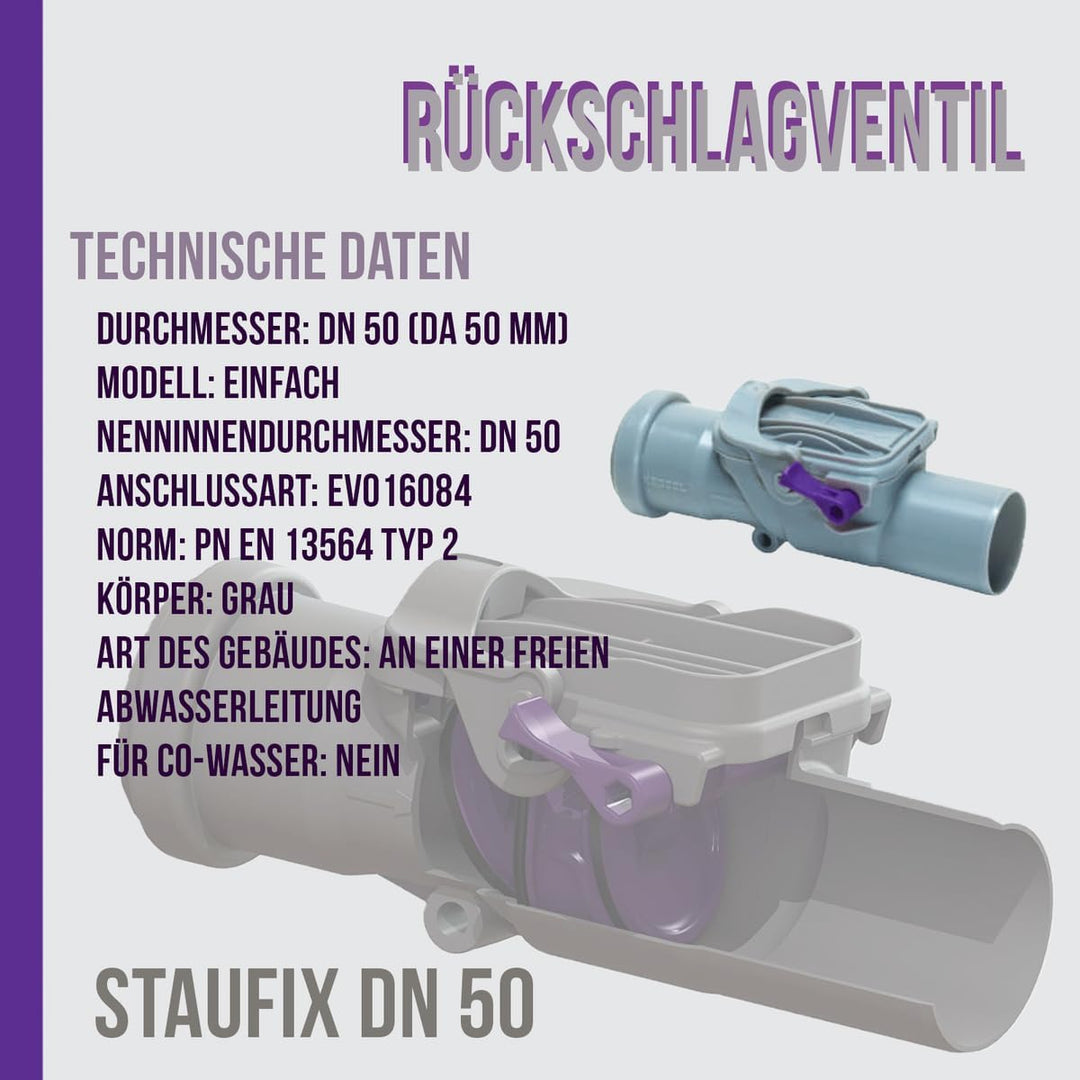 Kessel Staufix DN50 Rückstauklappe für Anschluss Ø 50 cm