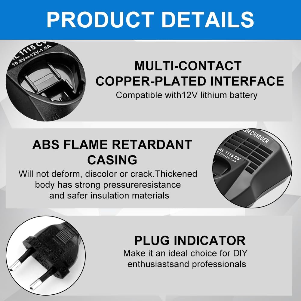 Ladegerät für Bosch, Professional Ladegerät für Bosch, 10.8V-12V AL1115CV AL1130CV Akkus Schnelllade