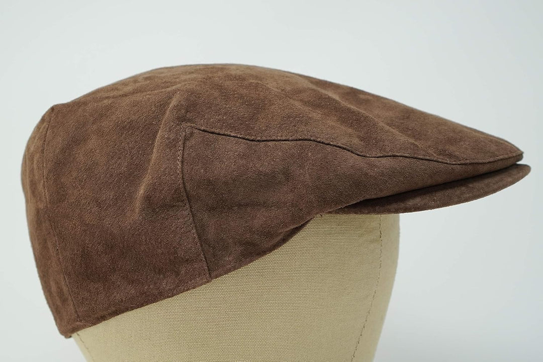 Borges & Scott The Tanner - Flat Cap aus Leder - Kappe mit weichem Schweinslederfutter XS Erde Braun