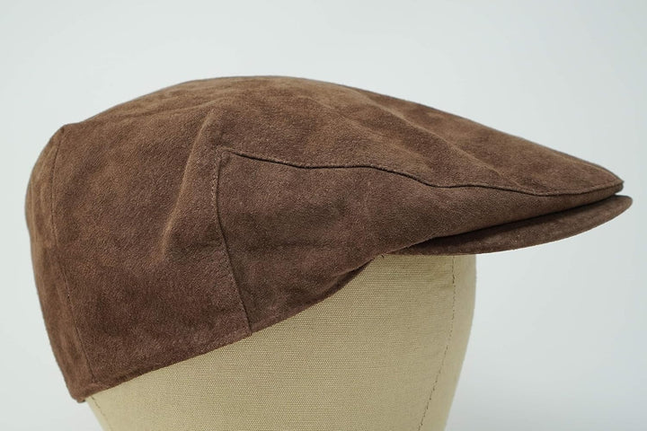Borges & Scott The Tanner - Flat Cap aus Leder - Kappe mit weichem Schweinslederfutter XS Erde Braun