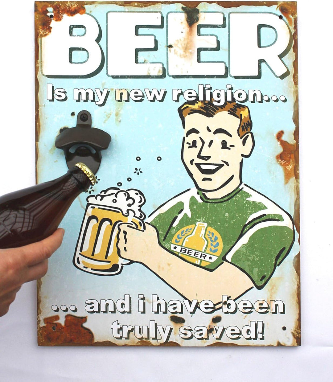 D&M Wandbild Beer mit Flaschenöffner 40cm Bieröffner 21261 Wandflaschenöffner Öffner (21261 Blau), 2