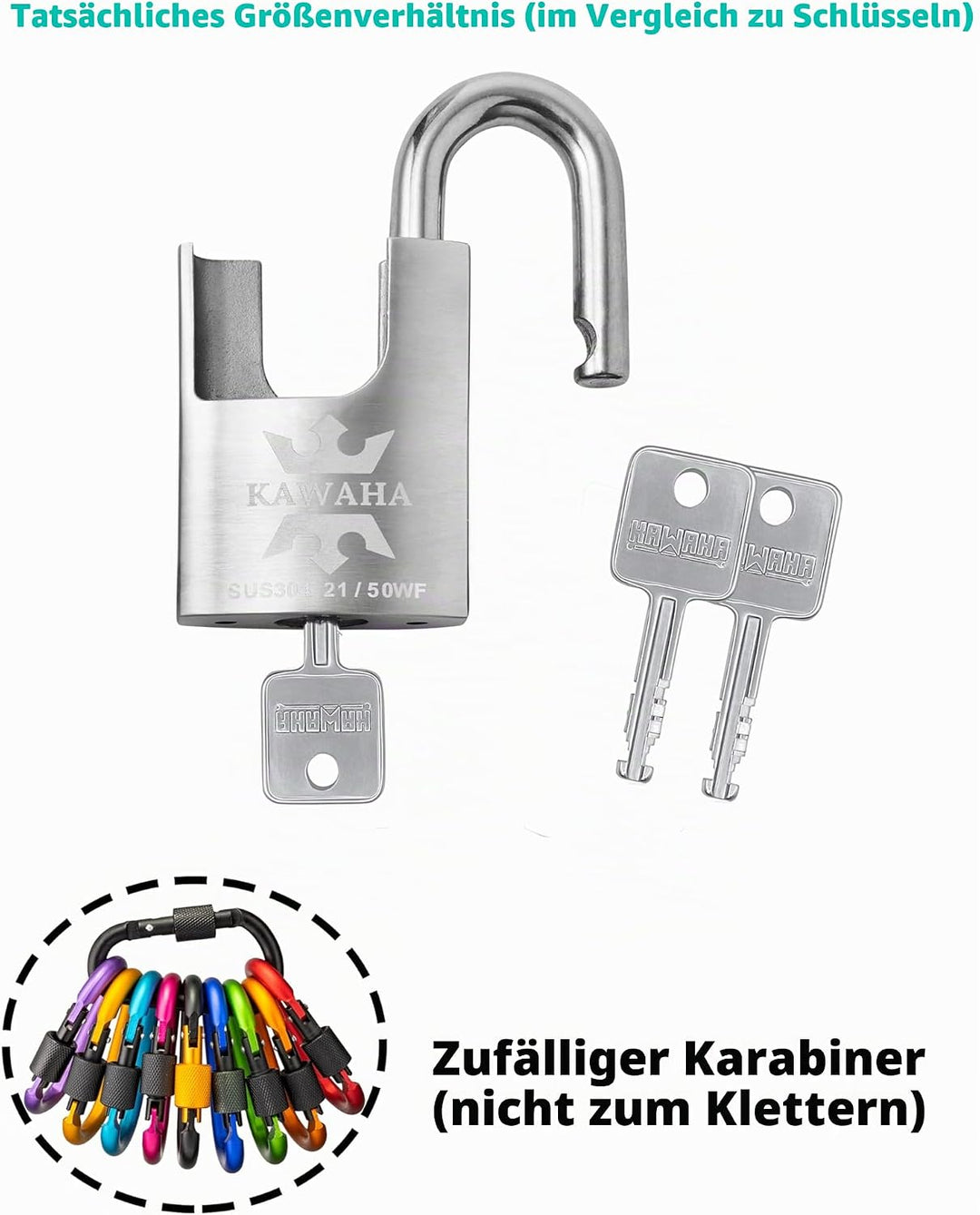 21/50KD-3SK Hochsicherheits-Vorhängeschloss aus Edelstahl mit Schlüssel für den Innen- und Aussenber