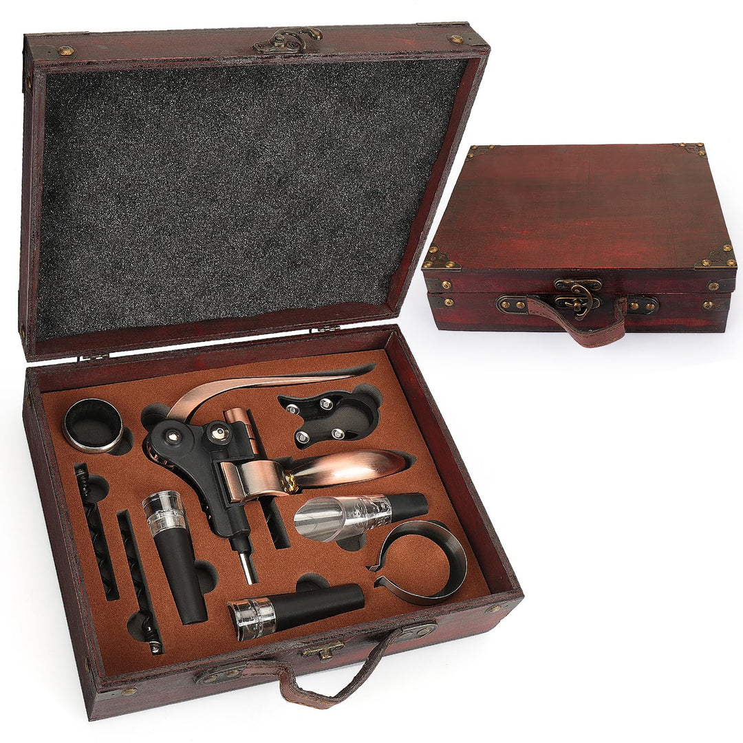 ZBPASL Korkenzieher Set in Holzkiste Geschenk,Luxus Weinöffner,Wein Sommelier Sets mit Flaschenöffne