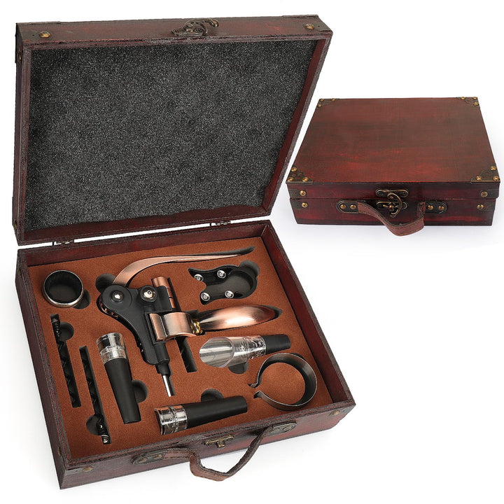 ZBPASL Korkenzieher Set in Holzkiste Geschenk,Luxus Weinöffner,Wein Sommelier Sets mit Flaschenöffne