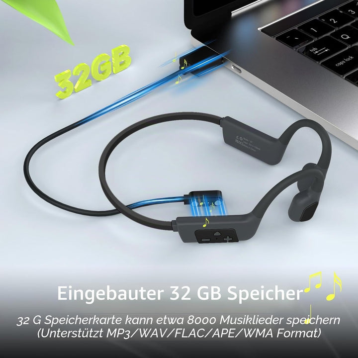 IFECCO Kopfhörer Schwimmen, Knochenschall Kopfhörer Bluetooth 5.4, IP68 wasserdichte Open Ear Kopfhö