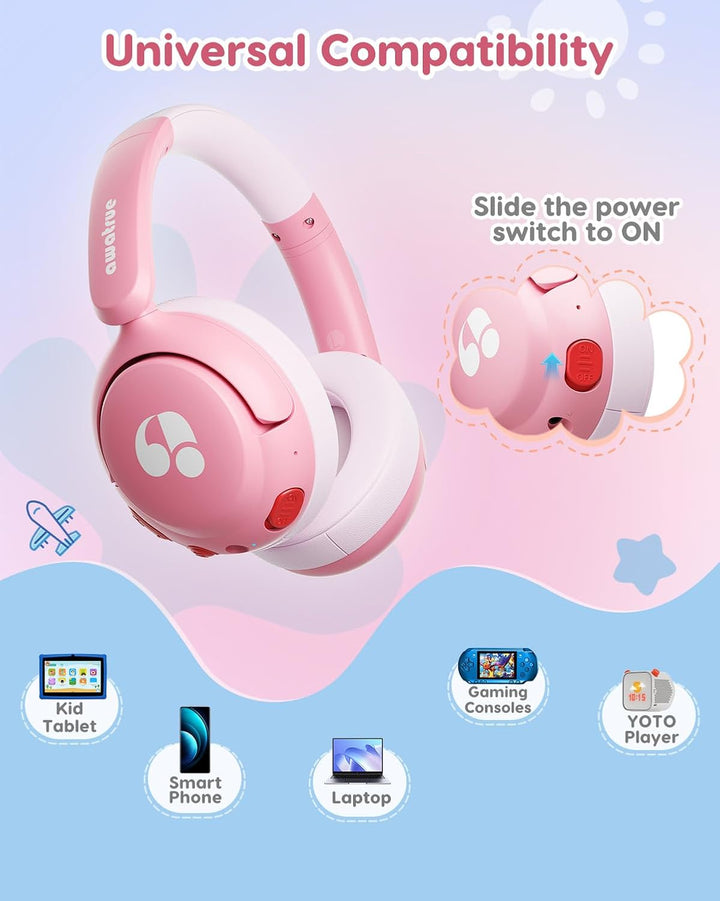 Bluetooth Kopfhörer Kinder, 85dBA Sicheres Volumen, Bluetooth 5.4, BPA Frei/CPC Zertifiziert, 75 Std