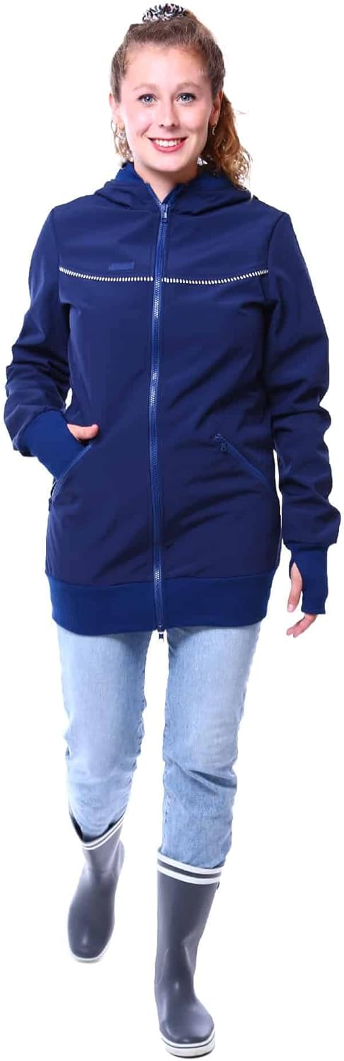 Viva la Mama 3in1 Softshell Tragejacke Baby Umstandsjacke Allwetter I JACKY S marine / Streifen, S m