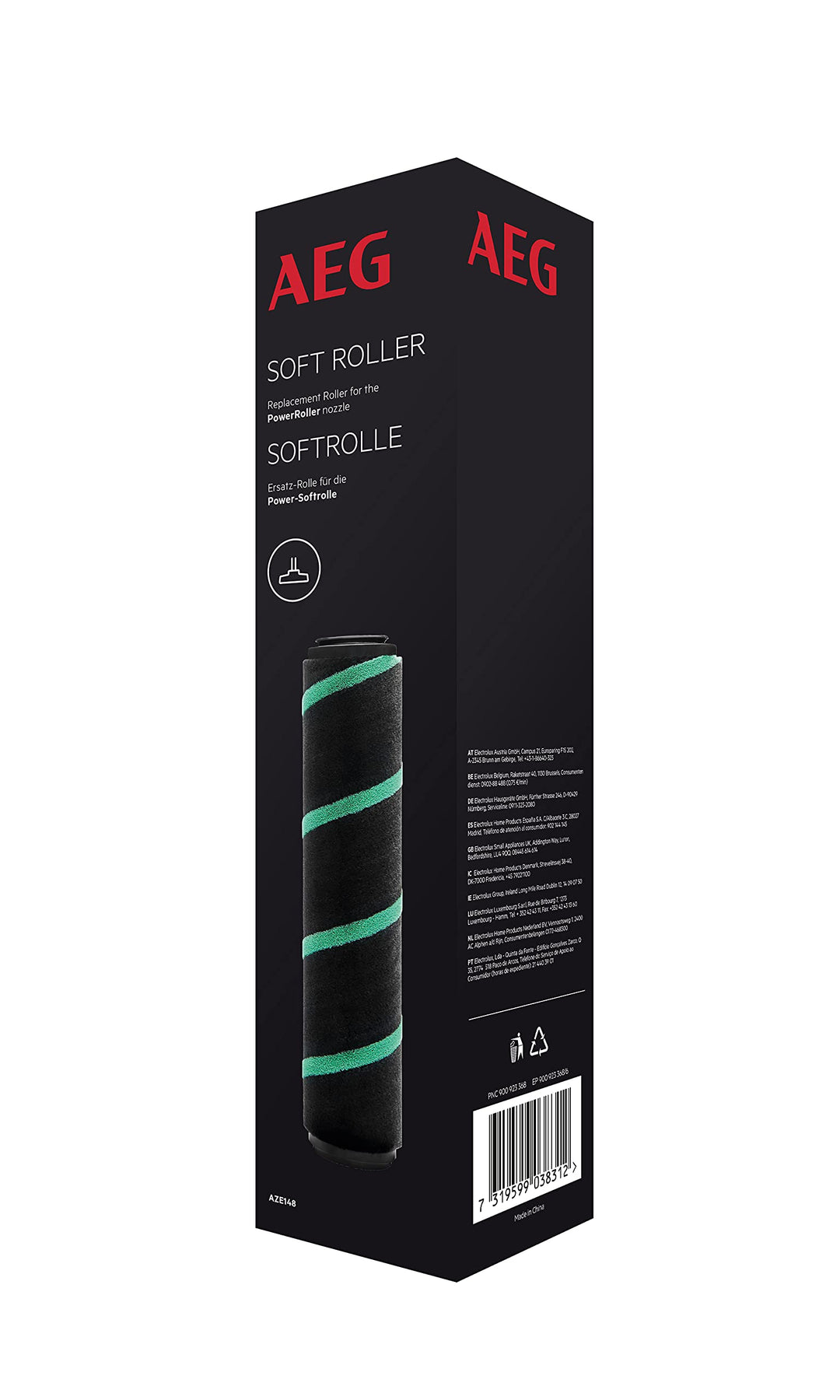 AEG AZE148 Ersatzrolle für Power-Softrolle AZE137 (Einsatz für Bodendüse, ideal für Hartböden, Polie