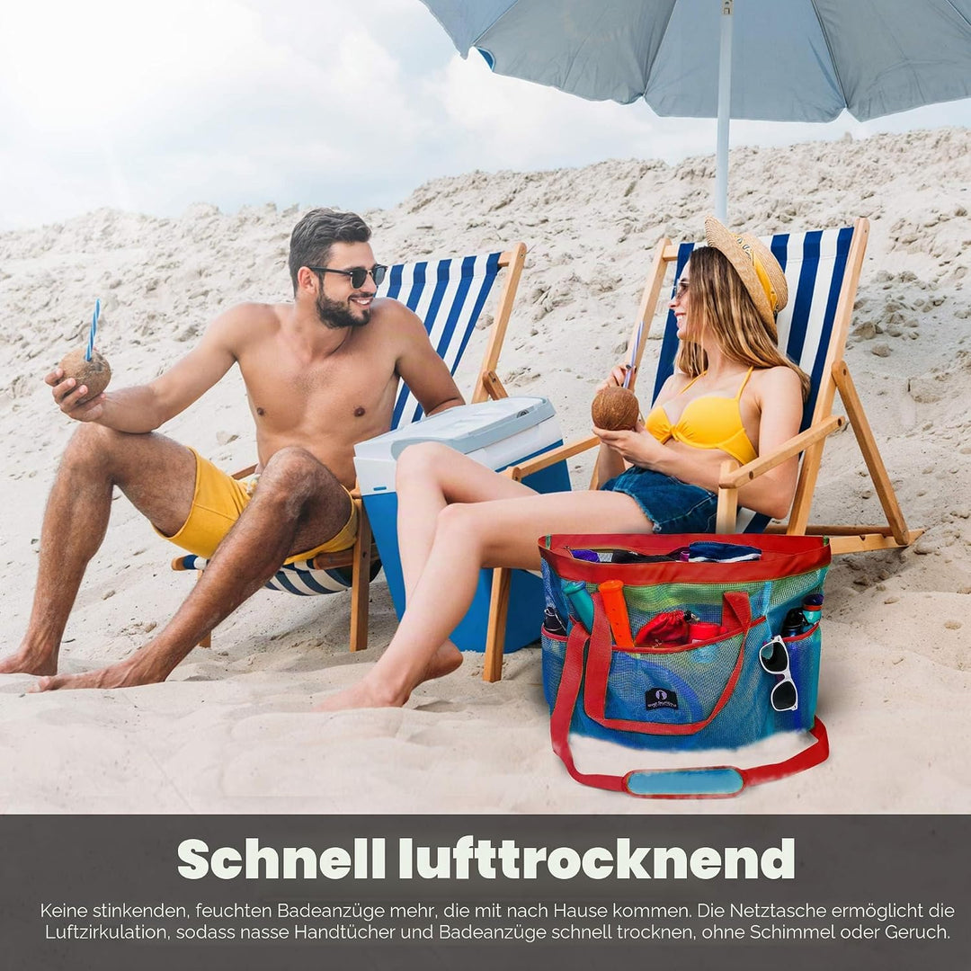 Red Suricata Ra-rso-lamebeba1 Netz-Strandtasche Blau/Rot, Blau/Rot