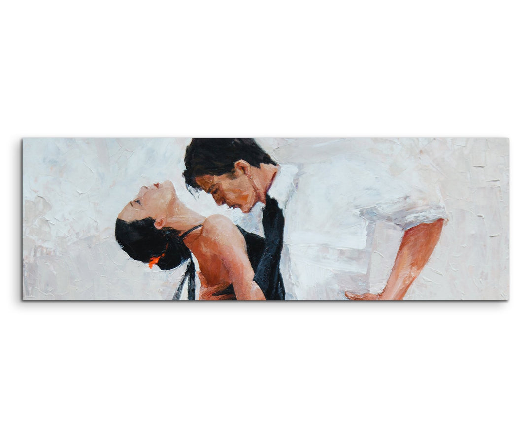 Sinus Art Wandbild 150x50cm Digitales Gemälde – Tangotänzer mit weissem Hintergrund auf Leinwand für