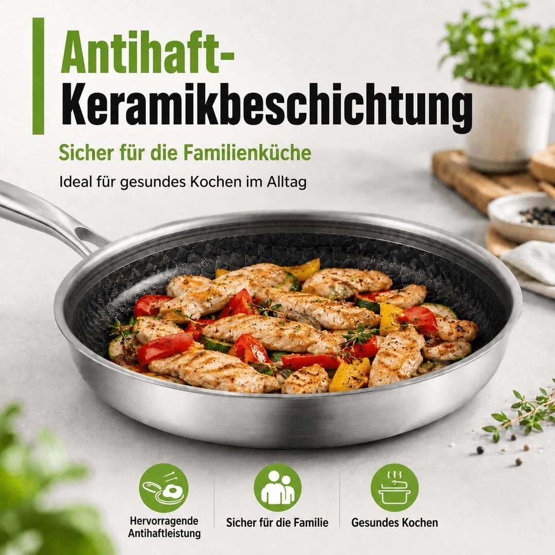 Bratpfanne 24 cm mit Keramischer Antihaftbeschichtung, 24 cm