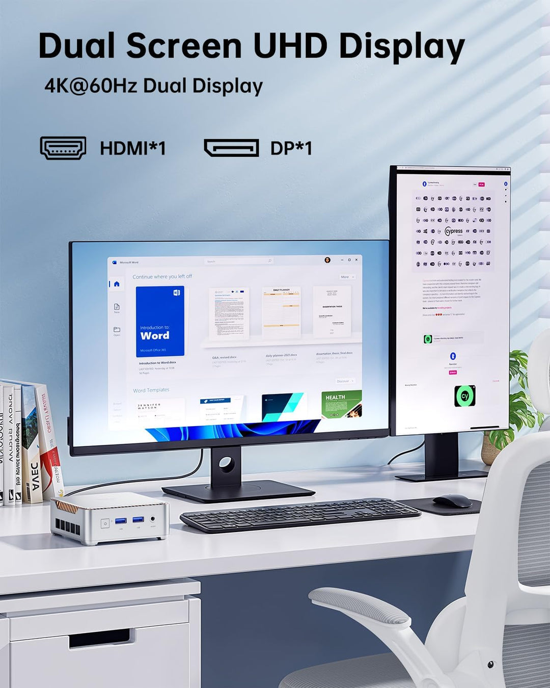 NiPoGi Essenx E2 Mini PC, Ιntel Alder Lake-Ν97(bis zu 3,60 GHz), 16 GB DDR4 256 GB M.2 SSD Mini Desk