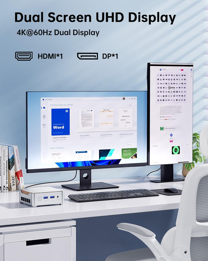 NiPoGi Essenx E2 Mini PC, Ιntel Alder Lake-Ν97(bis zu 3,60 GHz), 16 GB DDR4 256 GB M.2 SSD Mini Desk