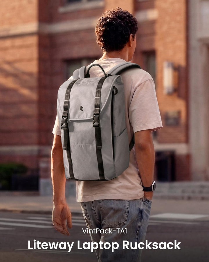 tomtoc Laptop Rucksack, 22L Vintage Tagesrucksack für 13-16 Zoll Laptops, Leicht & Wasserabweisend,