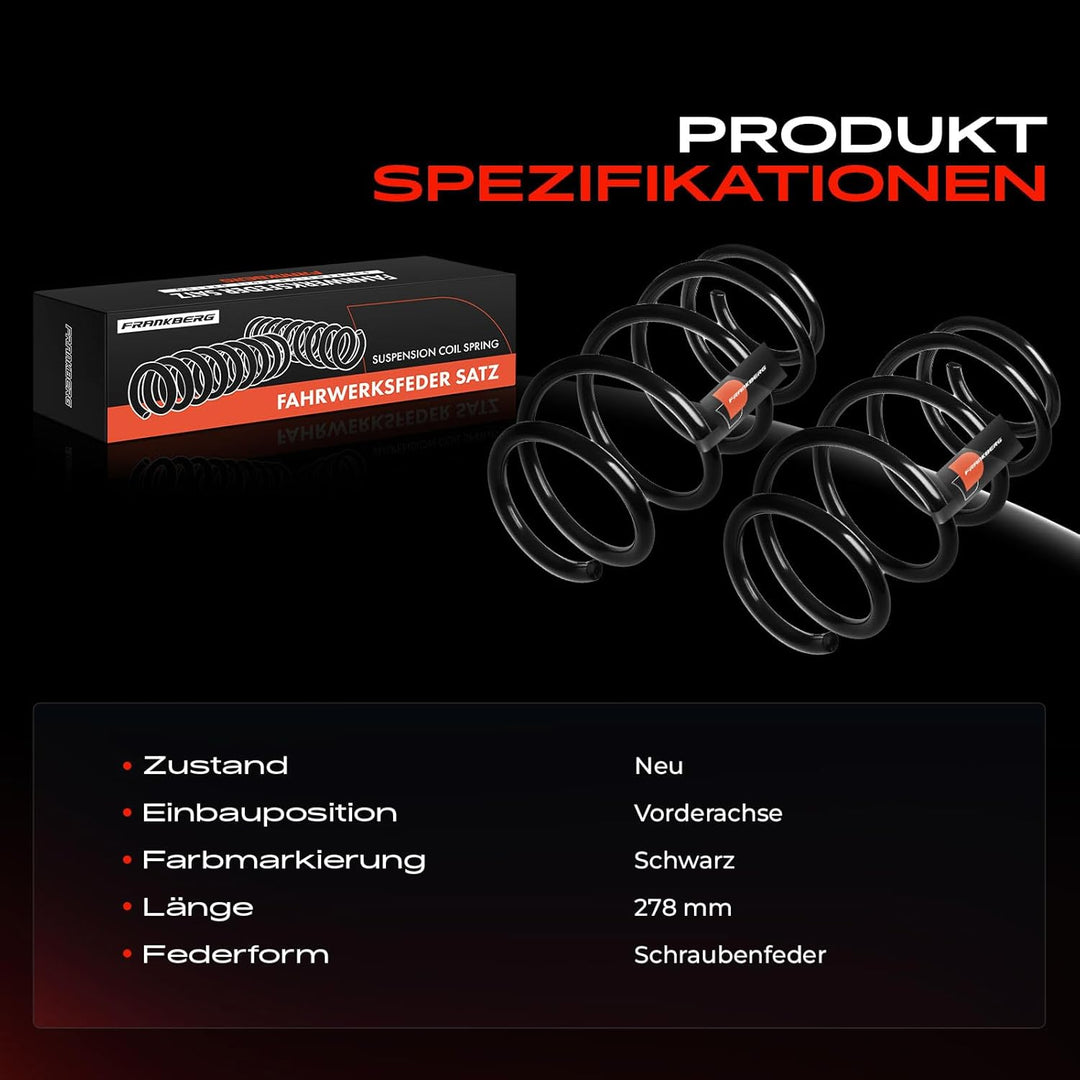 Frankberg 2x Federn Fahrwerksfeder Vorderachse Links Rechts Kompatibel mit Corsa C X01 F08 F68 2000-